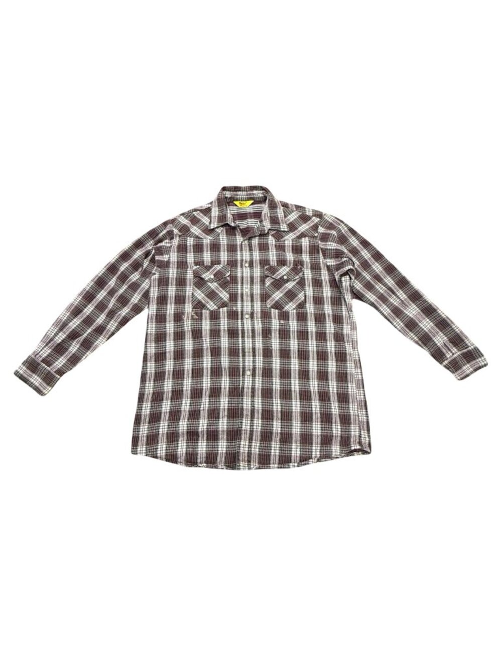 Vintage Work N Sport Distressed Flannel Shirt Made in USA Burgundy White Plaid